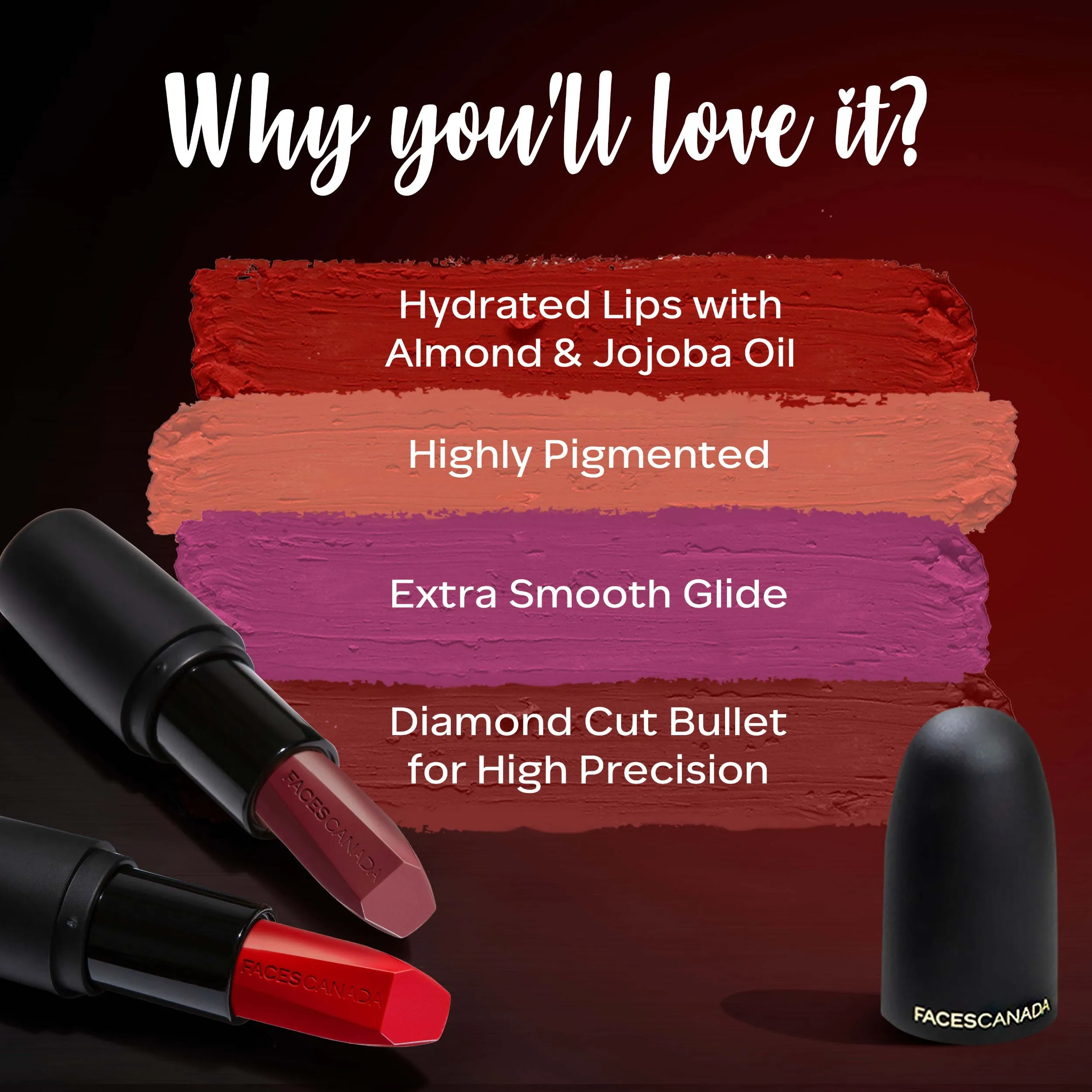 Faces Canada Weightless Matte Lipstick |Jojoba and Almond Oil enriched| Highly pigmented | Smooth One Stroke Weightless Color | Keeps Lips Moisturized | Shade - Red Cider 4g