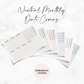 Neutral | Hobonichi Monthly Date Covers