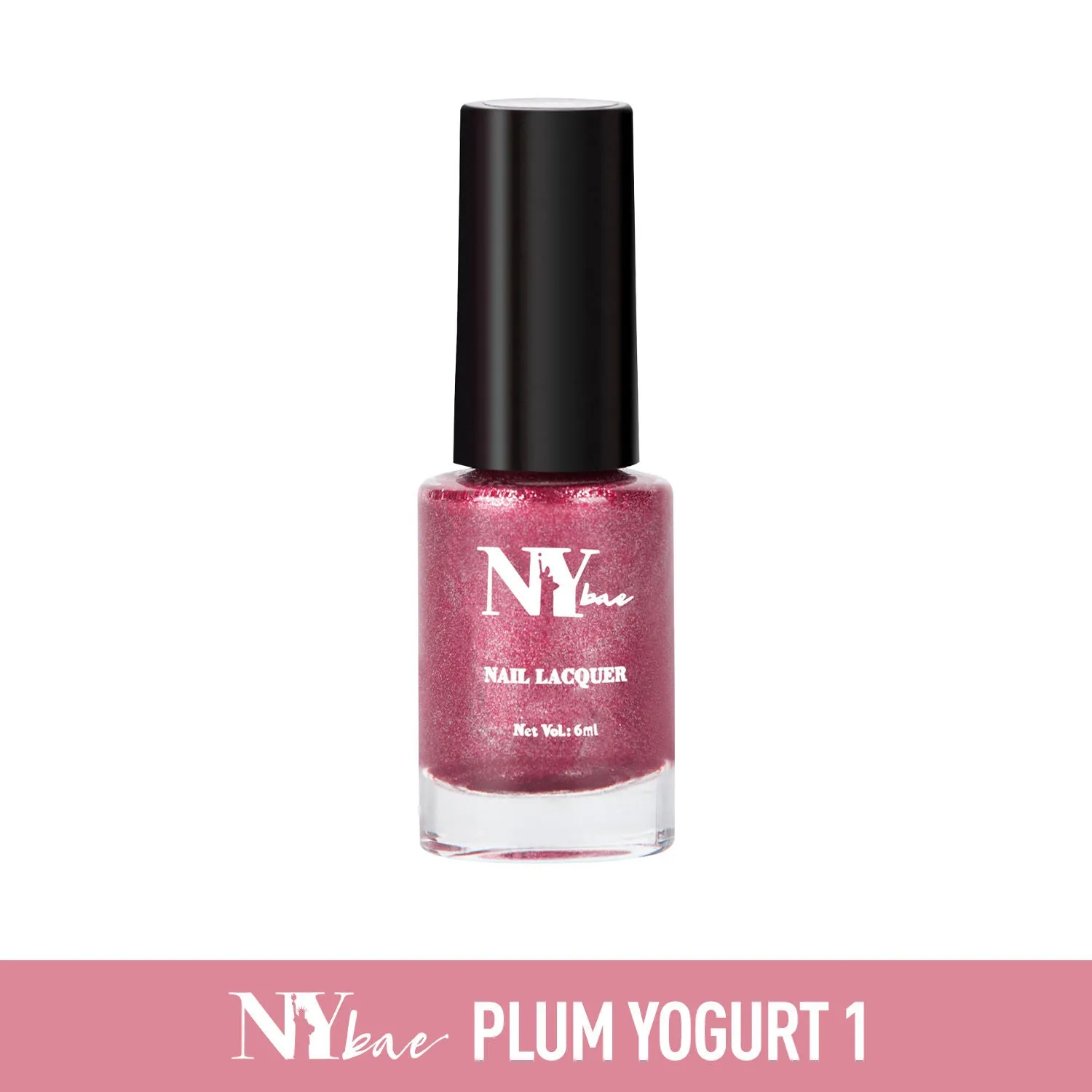 NY Bae Sugar Effect Sprinkles Sundae Nail Lacquer | Quick Drying Polish | Highly Pigmented Paint | Red - Plum Yogurt Sprinkles Sundae 1 (6 ml)